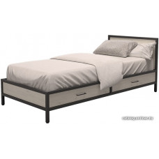 Кровать Millwood Loft KM-3.1 90x200 (дуб беленый/металл черный)